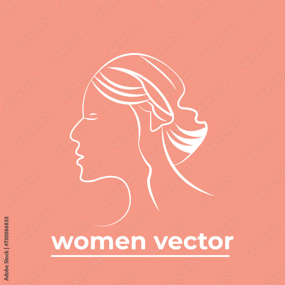Vector logo for beauty salon with beautiful woman silhouette.