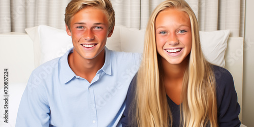 Brother and sister of rich young blond bourgeois