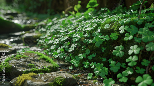 Stream in Lush Green Forest