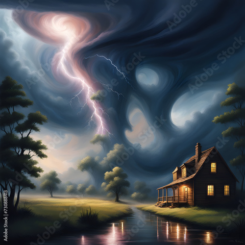 Tornado over land, ai-generatet © Dr. N. Lange