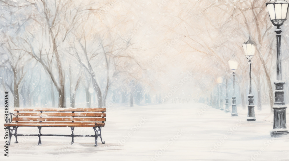Snow-covered Park Bench