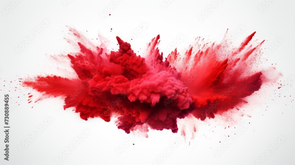 Red dust explosion on white background	