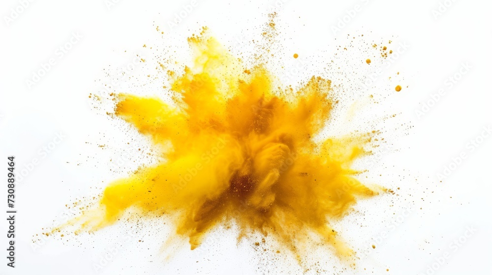 Yellow dust explosion on white background Yellow dust explosion on white background