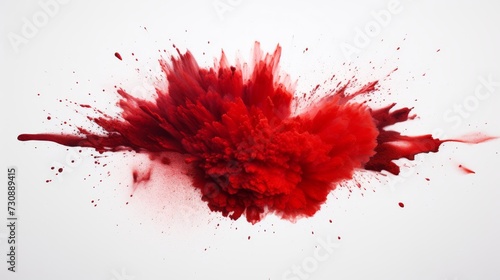 Red dust explosion on white background 