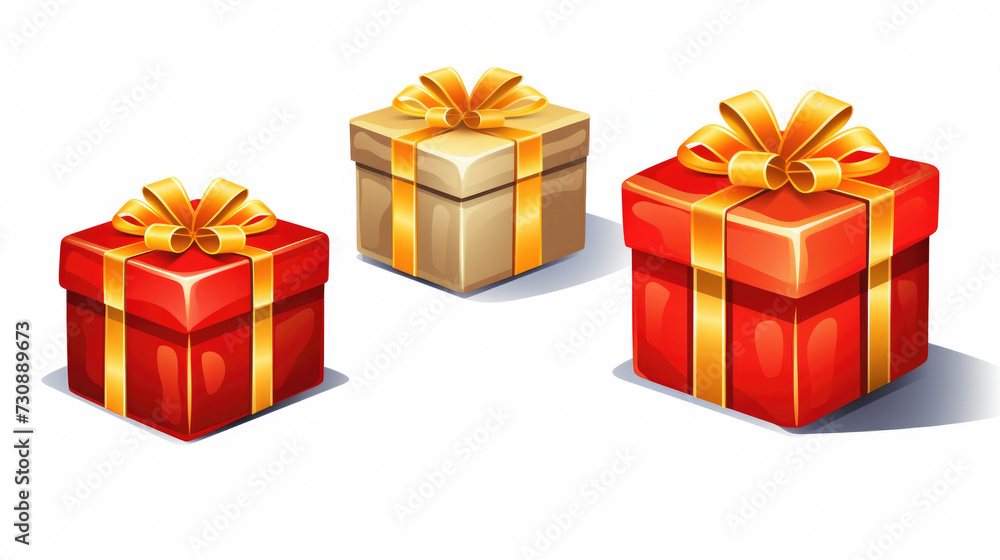 Set of Red and Gold Gift Boxes Set of Red and Gold Gift Boxes