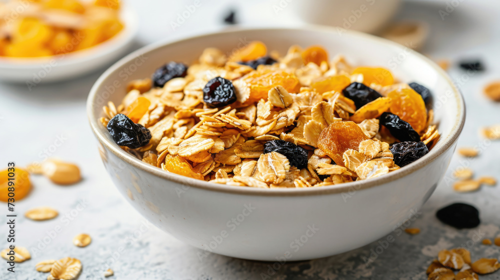 Cereal Bowl with Raisins and Oranges Cereal Bowl with Raisins and Oranges