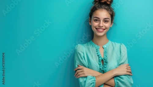 Portrait of optimistic lovely girl