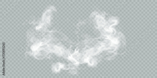 Fog or smoke isolated on transparent background with special overlay effect. White vector smoke, cloudiness, fog or smog background. special overlay effect Vector