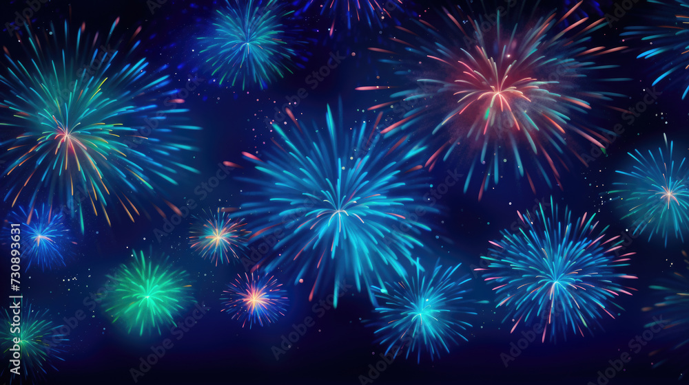 Fototapeta premium Colorful Fireworks in Night Sky