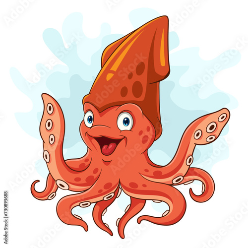 Cartoon squid isolated on white background