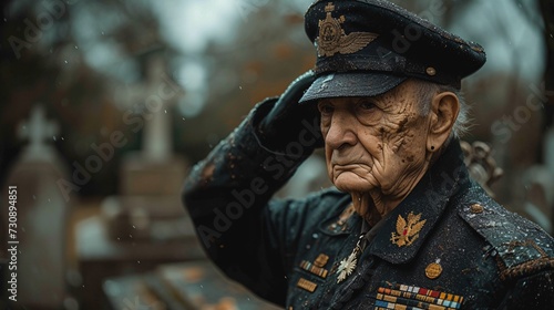 Veteran's Day Tribute: A WWII Veteran Honors His Past Generative AI photo