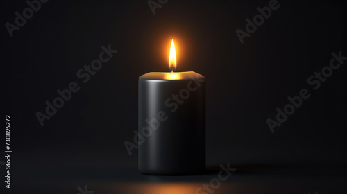 Lit Candle on Black Background