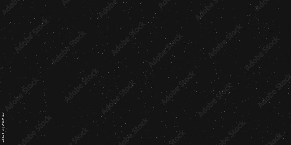 Falling snow stars. Abstract dust in black background. Black sky white star.