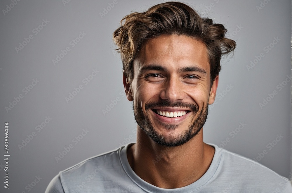 Portrait of a man cheerful smiling looking at camera. Studio photo isolated on white background. Portrait of a man cheerful smiling looking at camera. Studio photo isolated on white background.