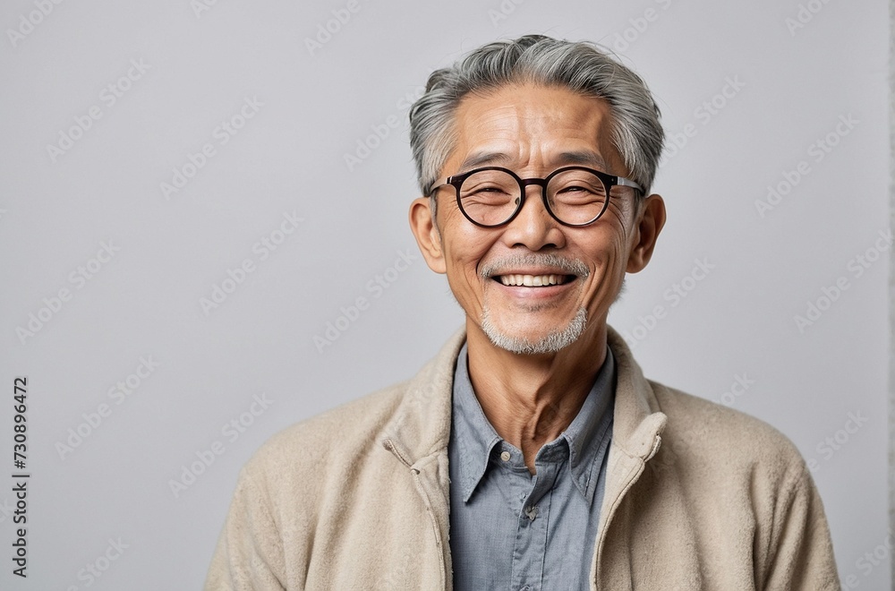 Portrait of a  man cheerful smiling looking at camera. Studio photo isolated on white background.