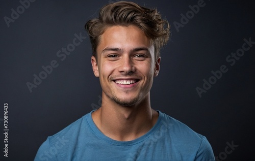 Portrait of a  man cheerful smiling looking at camera. Studio photo isolated on white background. © Viewvie