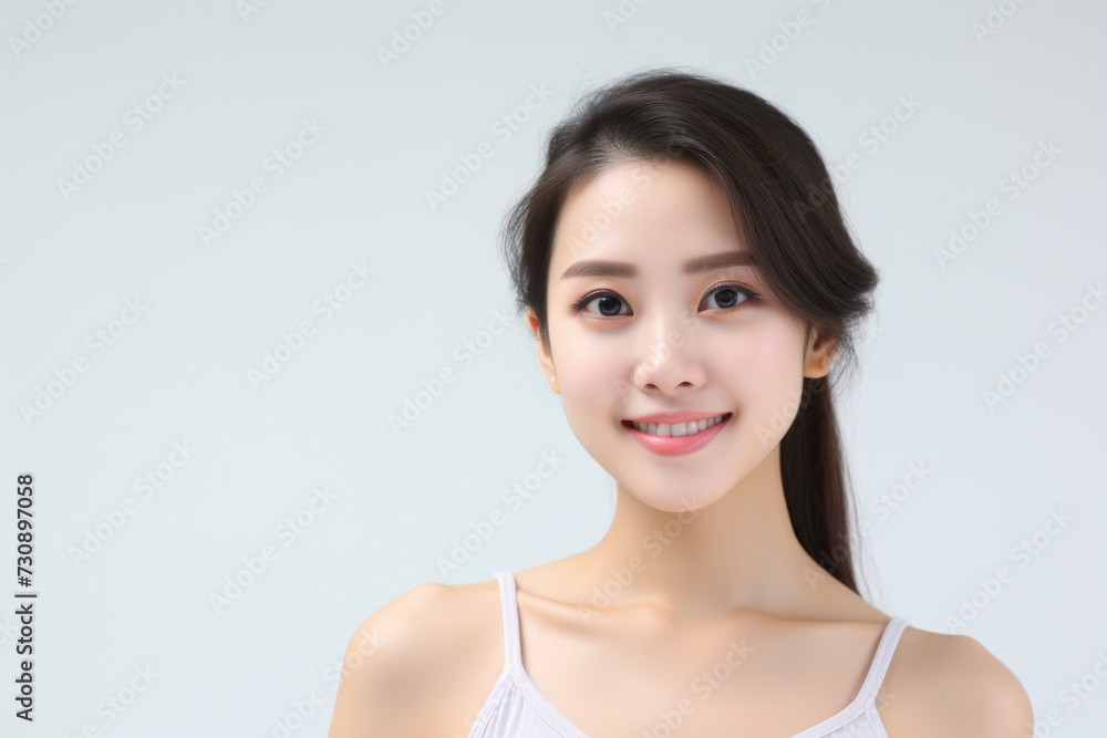 Woman with Long Hair in White Tank Top Woman with Long Hair in White Tank Top
