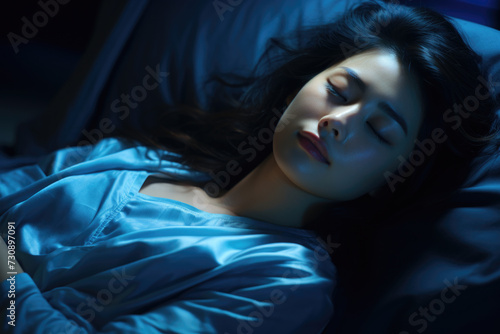 Woman Resting Peacefully in Bed