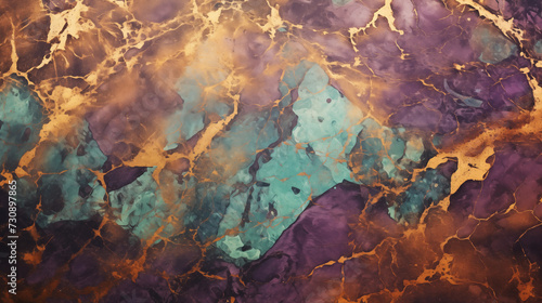 Gold, green, purple color marble background