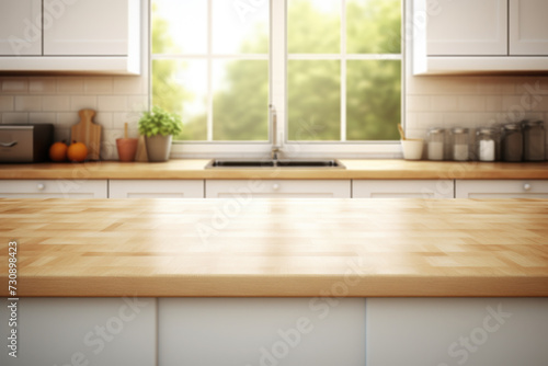 Wooden Counter Top in Front of Window