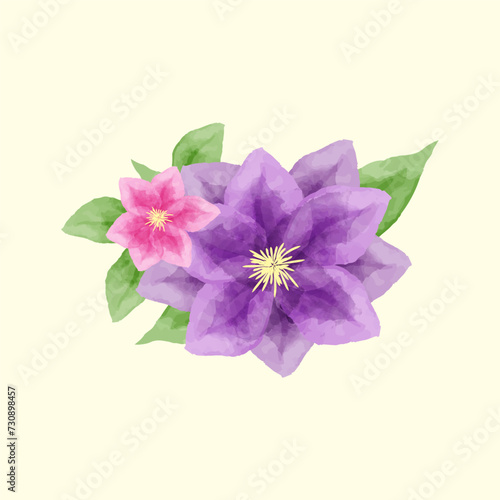 Watercolor flower and leaves illustration