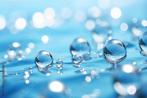 Water Droplets on Blue Surface