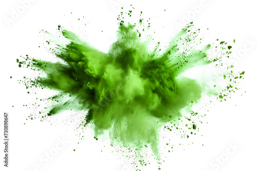 green powder isolated on white with green splash 