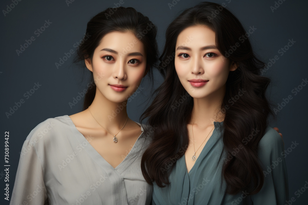 Two Young Women Standing Together Two Young Women Standing Together