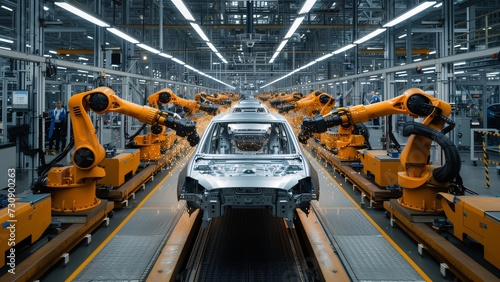 Modern Car Factory: Mass Production Assembly Line - Technology, Vehicle Assembly