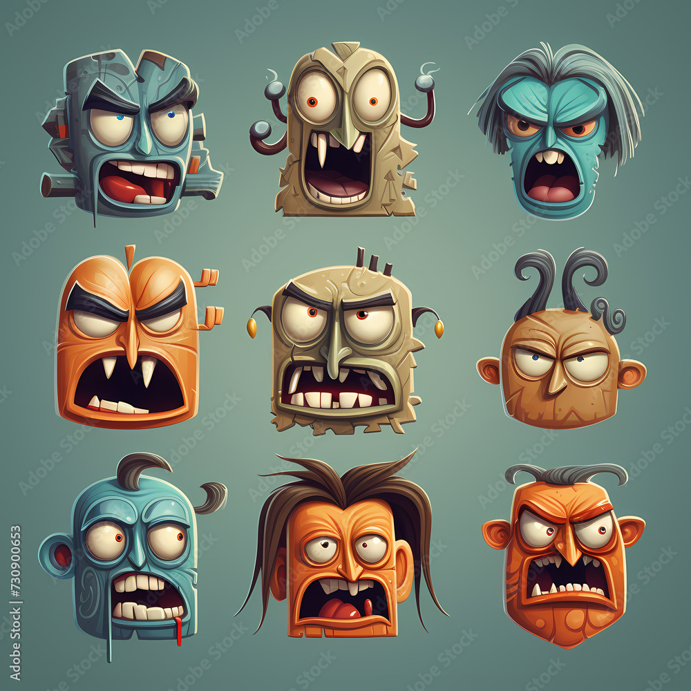 Stylized depictions of various emotions.