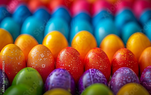 Colorful Eggs Stacked in a Group
