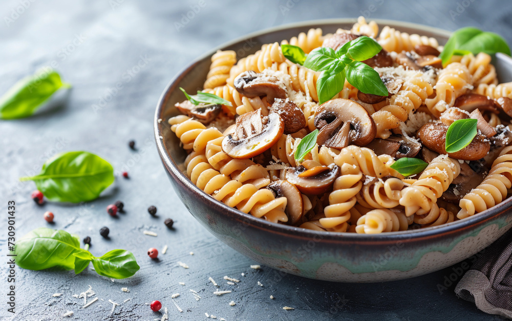 Bowl of Pasta With Mushrooms and Spinach Bowl of Pasta With Mushrooms and Spinach