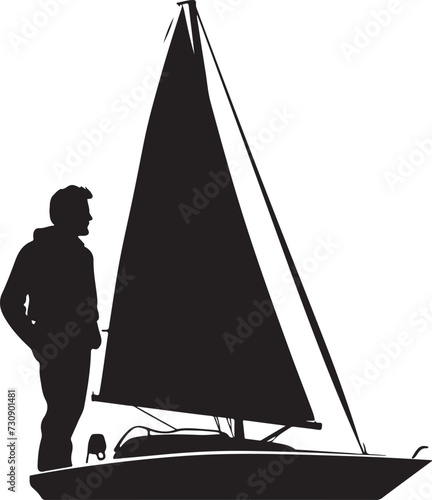 sailing windsurfer silhouette vector illustration