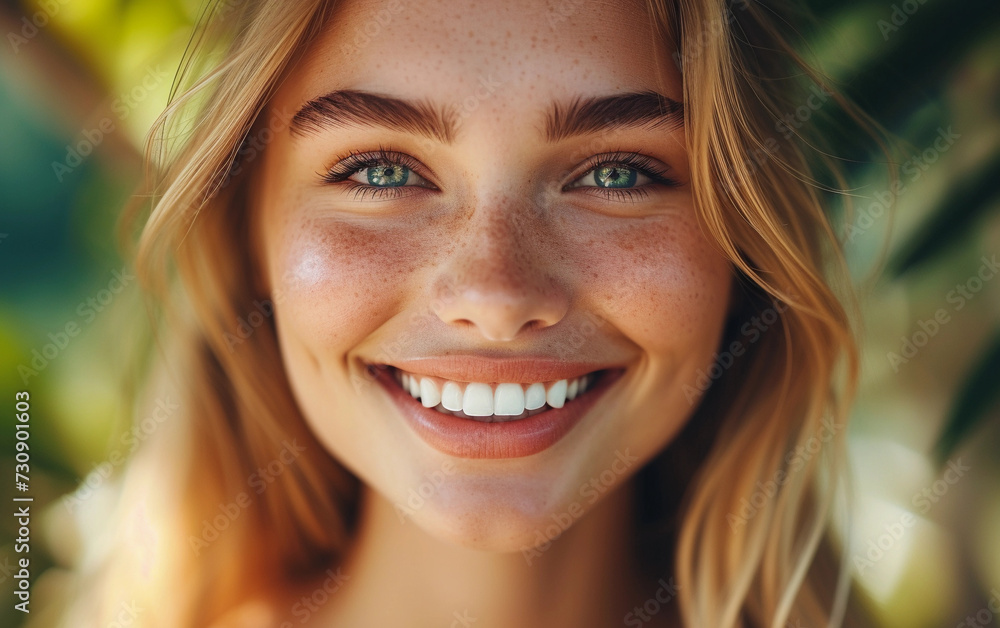 Close Up of a Smiling Woman With Freckled Hair