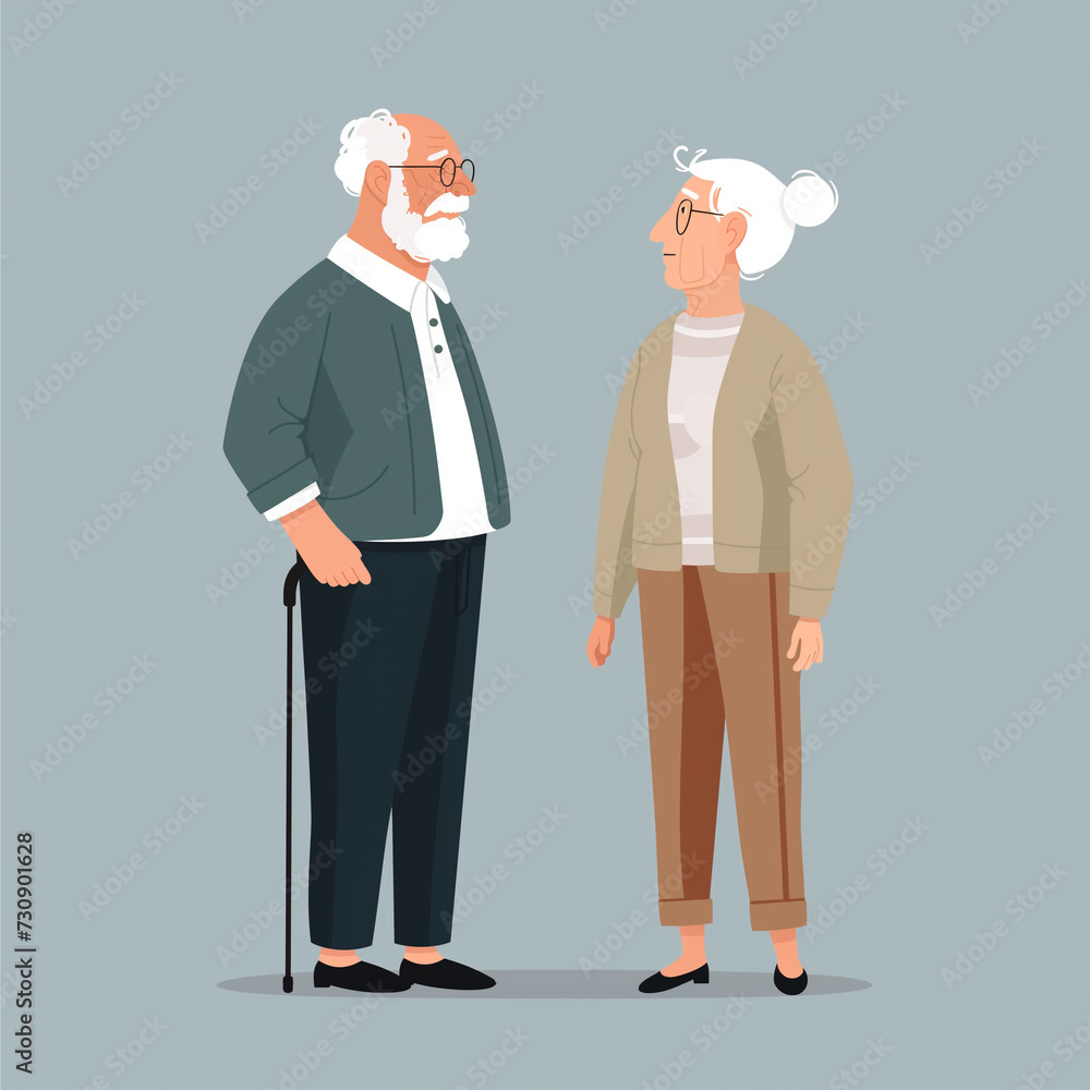 elderly couple in flat vector design elderly couple in flat vector design