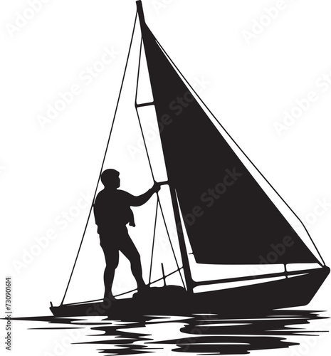 sailing windsurfer silhouette vector illustration