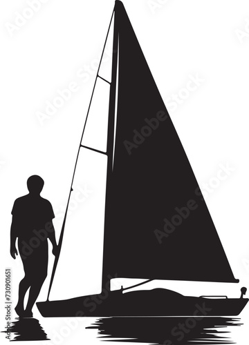 sailing windsurfer silhouette vector illustration