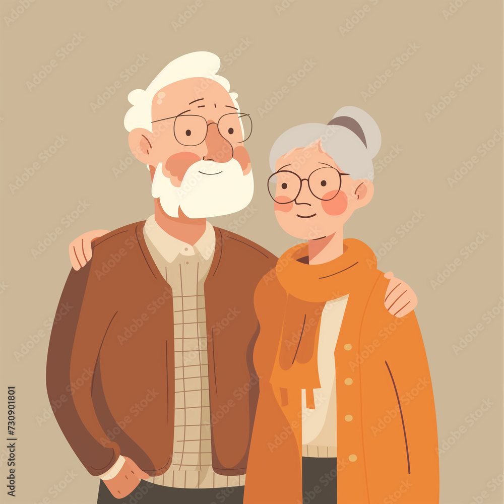 elderly couple in flat vector design elderly couple in flat vector design