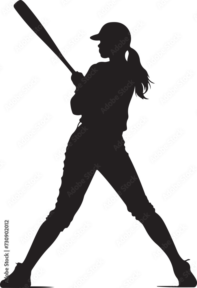 Softball Girl Vector Illustration Silhouette