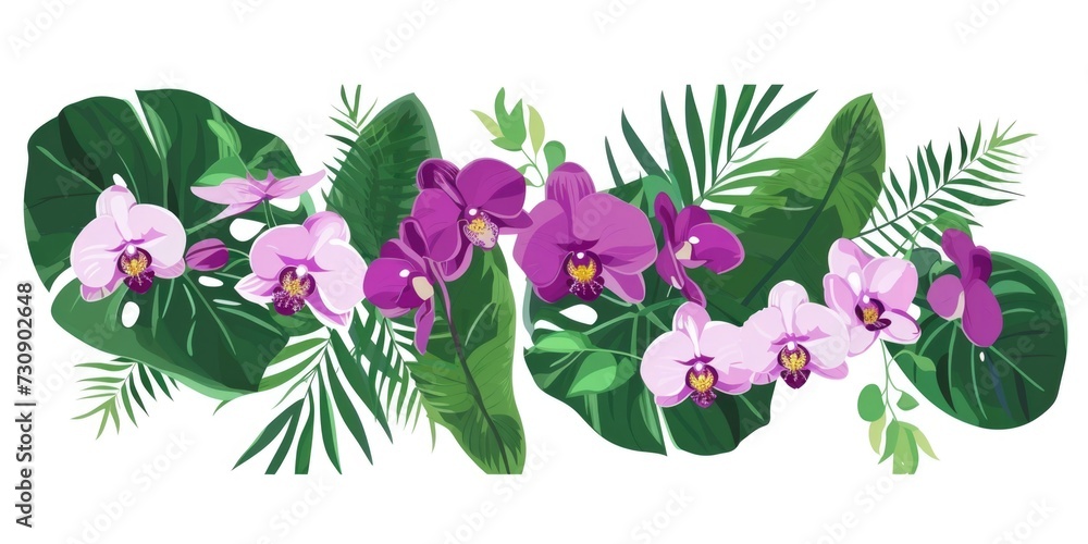 A bunch of purple flowers and green leaves.