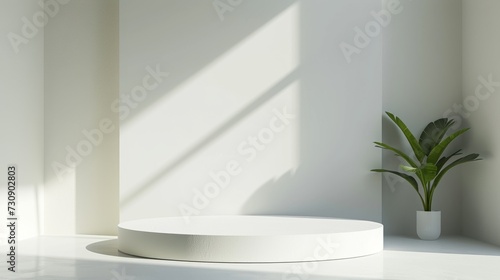 White podium and white background for product presentation