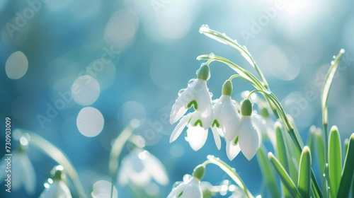 Snowdrops on a blue background