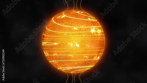Solar magnetism, a simulation of the hydro magnetic dynamo of the sun. 3d animation
