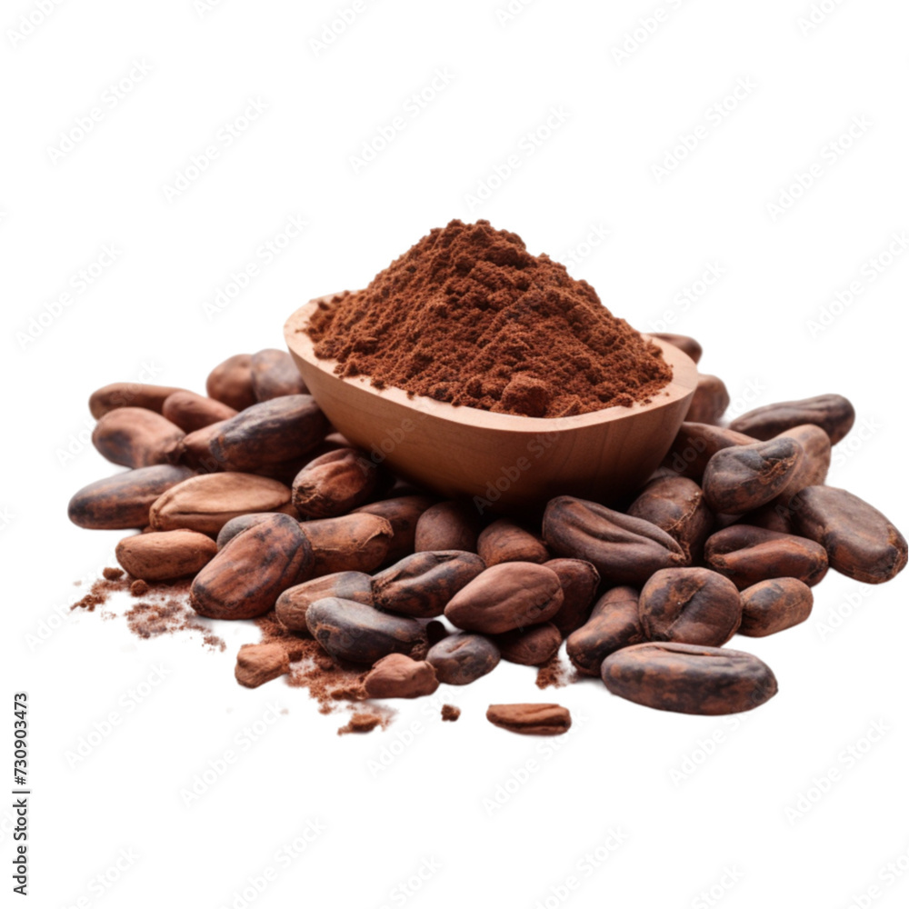 cocoa beans isolated on white background. With clipping path. cocoa beans isolated on white background. With clipping path.