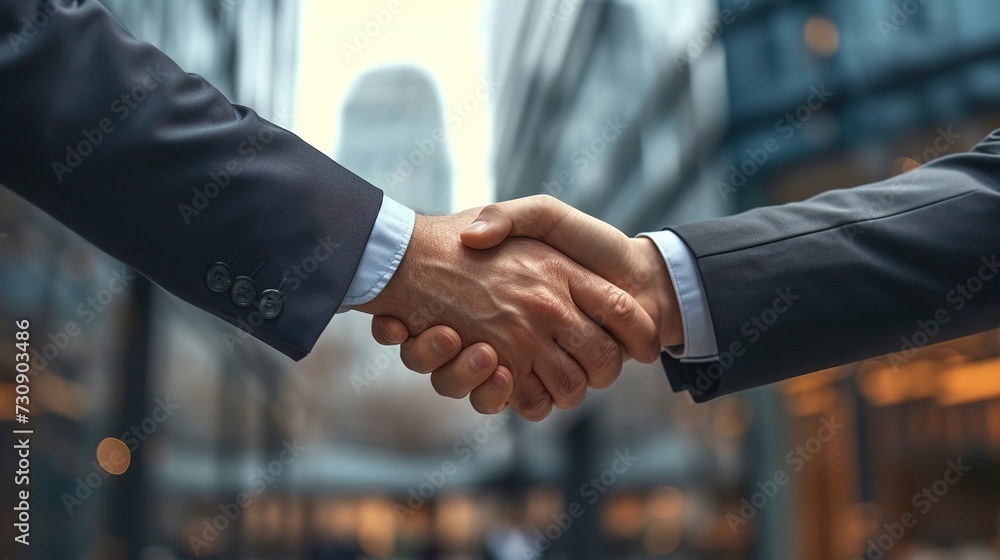 Businessmen making handshake with partner, greeting, dealing, merger and acquisition Businessmen making handshake with partner, greeting, dealing, merger and acquisition