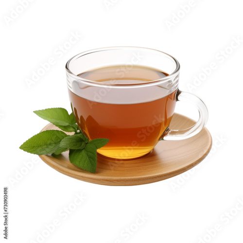 mint tea in a mug isolated on white background. With clipping path. 
