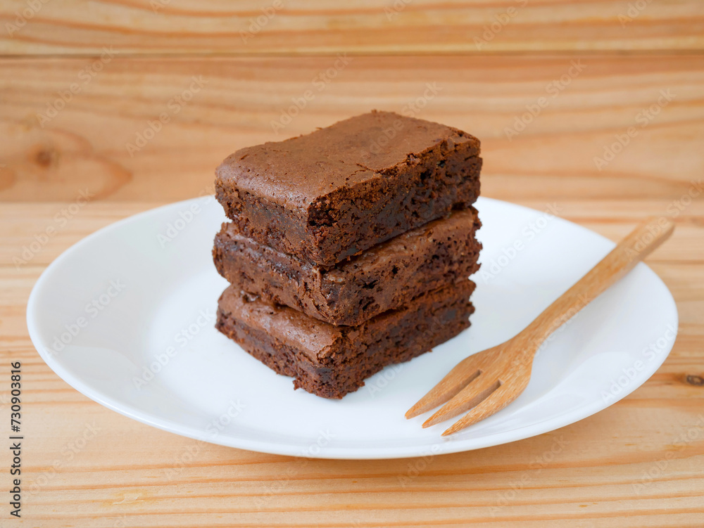 Stack of homemade chocolate brownies Stack of homemade chocolate brownies