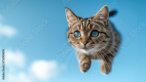 Portrait of a Cat. Cute cats jump through the air.