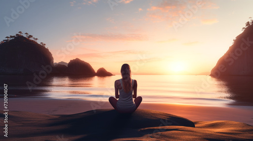 Yoga at Sunrise: A Solitary Figure Finds Peace on a Quiet Beach