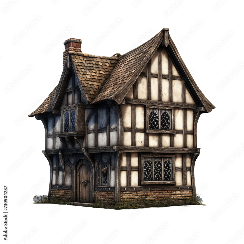 Tudor house isolated on transparent background